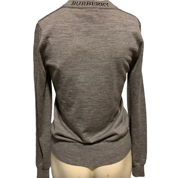 BURBERRY Sweater Ladies Size XS Merino Wool Crew Neck Grey Melange Knitted Logo - Picture 5 of 10